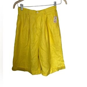 Vintage Talbots 100% Linen Yellow Shorts